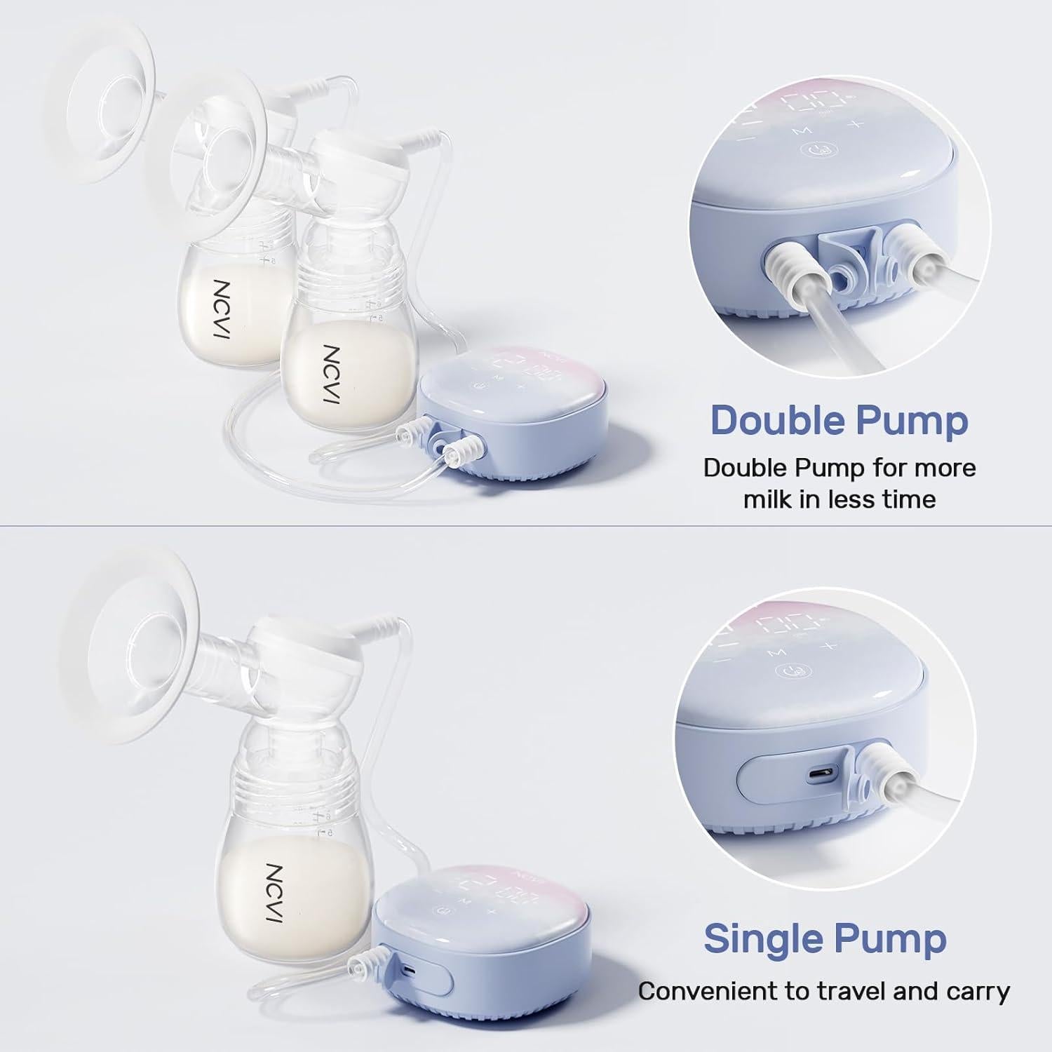 Bomba de Pecho Eléctrica Doble NCVI 8122-1 4 Modos 9 Niveles