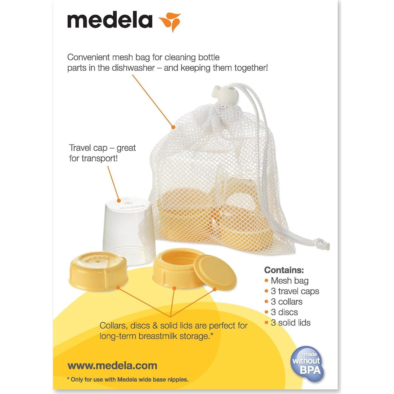 Piezas de Repuesto para Botellas Medela - 3 Tapas, Cuellos y Discos