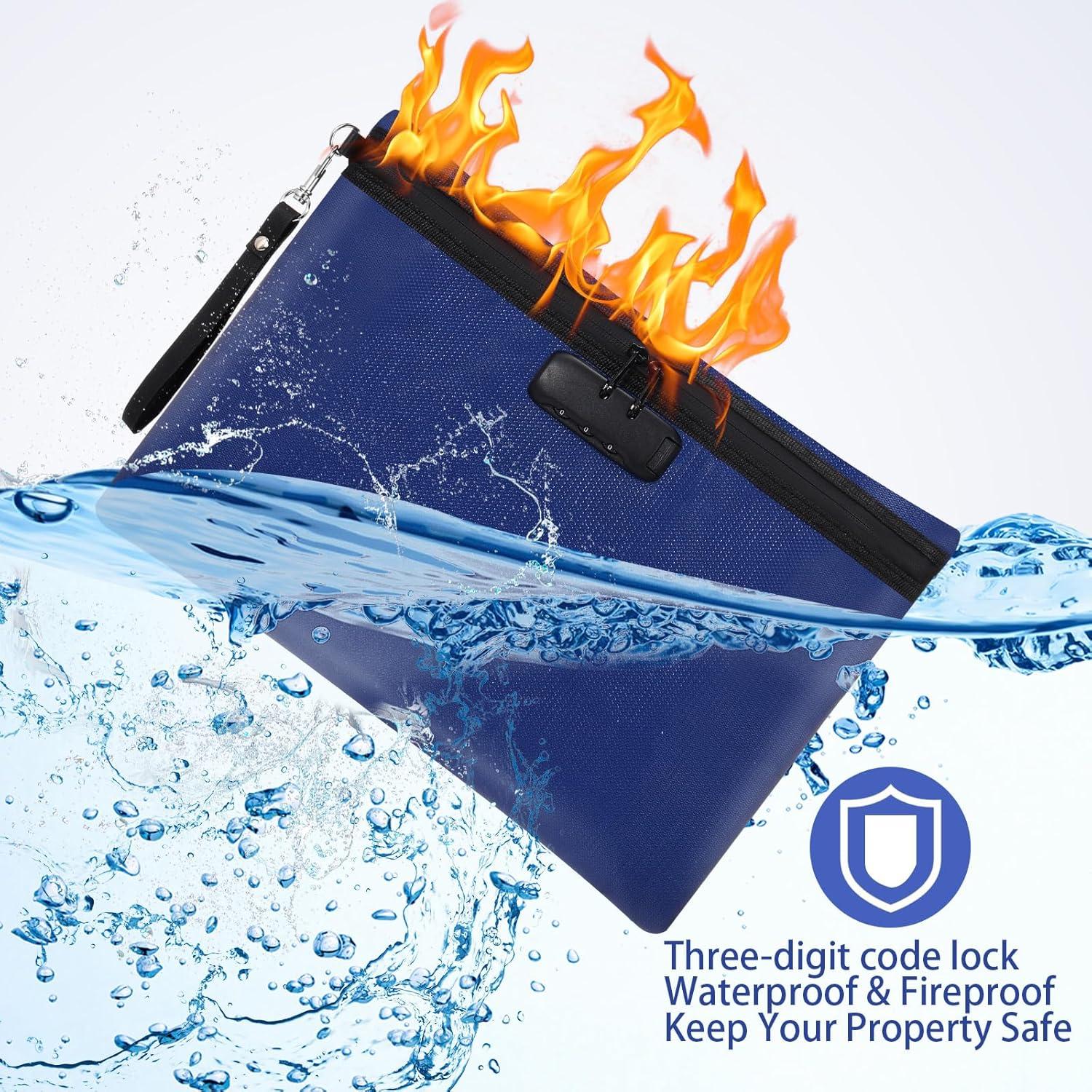 Bolsa de Documentos Nezyo A Prueba de Fuego 2 Pcs Azul