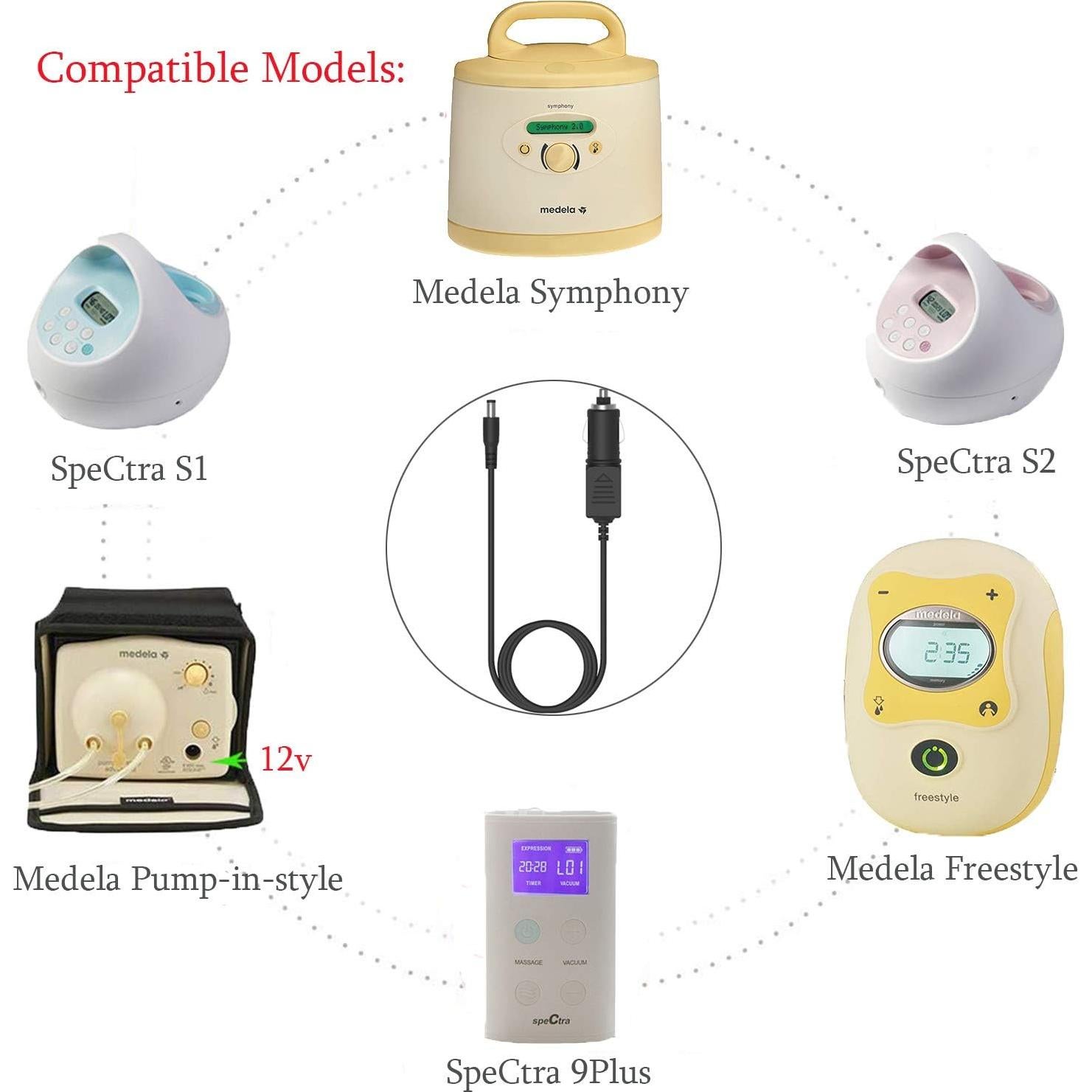 Adaptador de Coche BabyValley 12V para Bombas Medela y Spectra