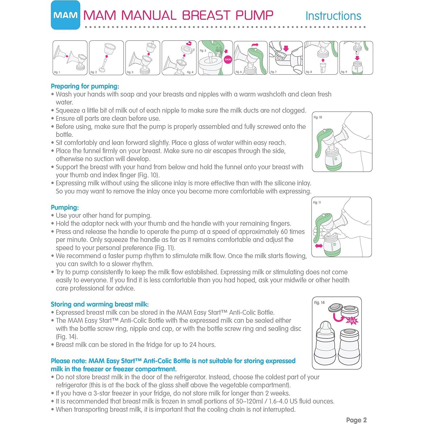 Bomba de Pecho Manual MAM Portátil con Botella Anticólica 150ml
