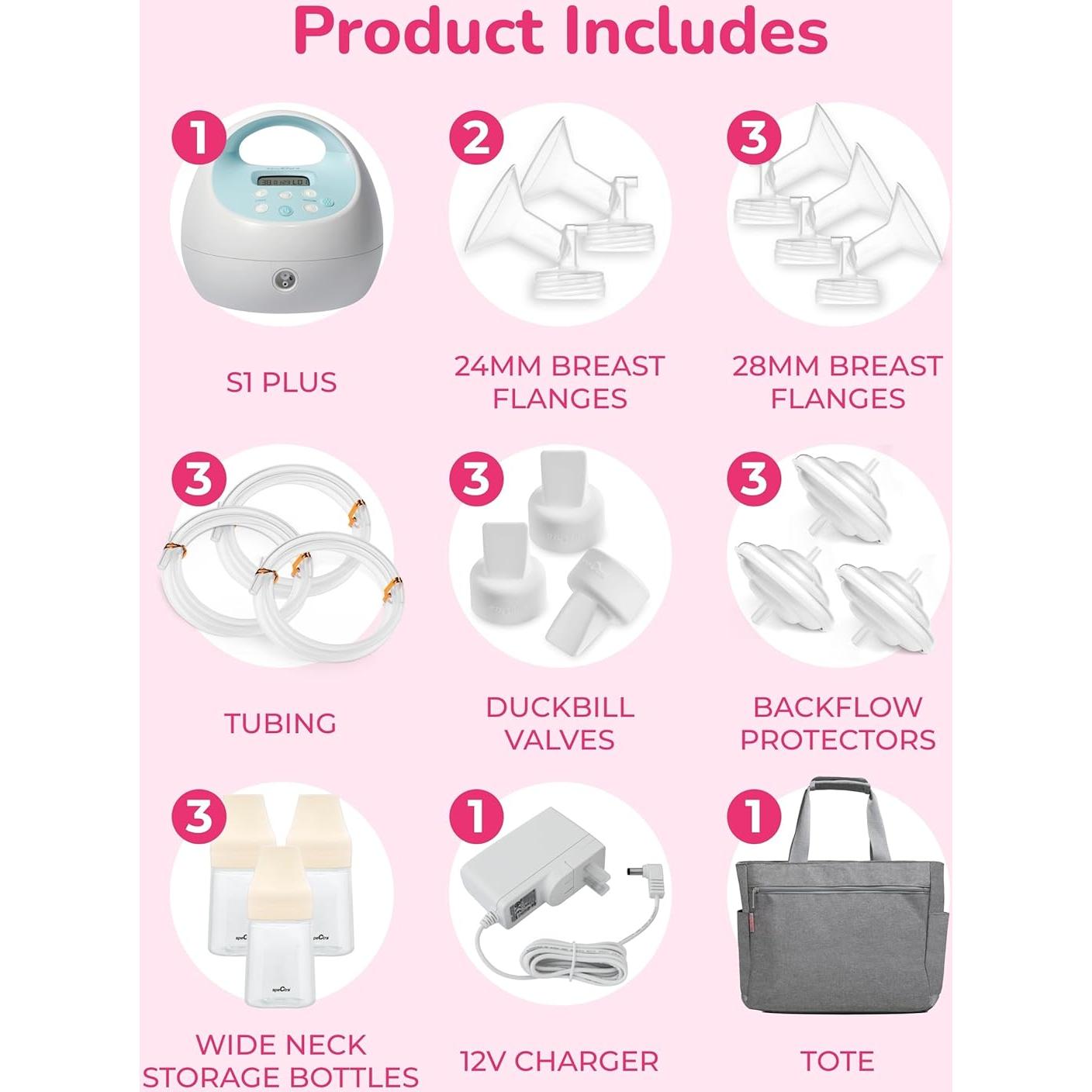Bomba de Pecho Eléctrica Espectra S1 Plus Recargable con Tote Gris