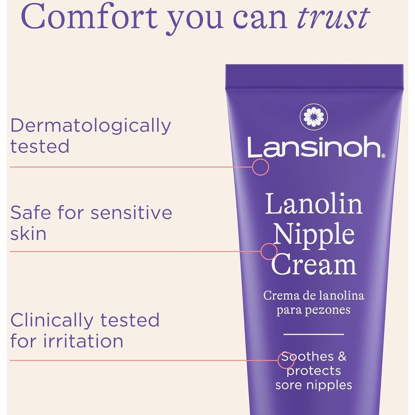 Crema de pezón Lansinoh Lanolina 40g (2 tubos) para lactancia