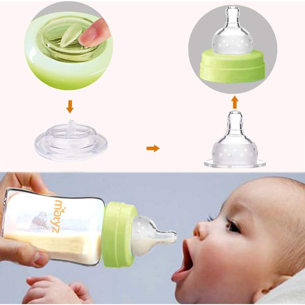 Botellas de Almacenamiento de Leche Materna Matyz, 6 Unidades, 177 ml, Vidrio Borosilicatado, Boca Ancha, A Prueba de Fugas