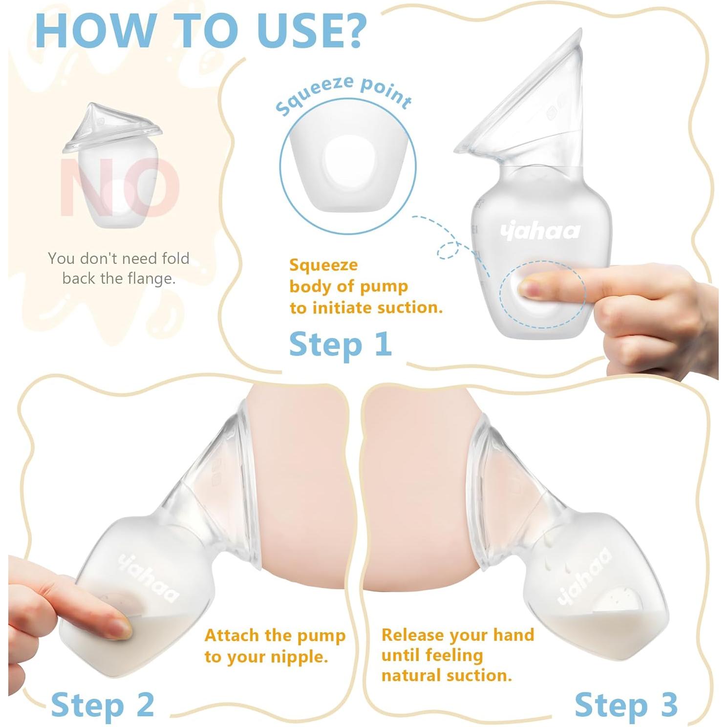 Bomba de Pecho Manual Yahaa 2 Sets 4oz Silicona Transparente