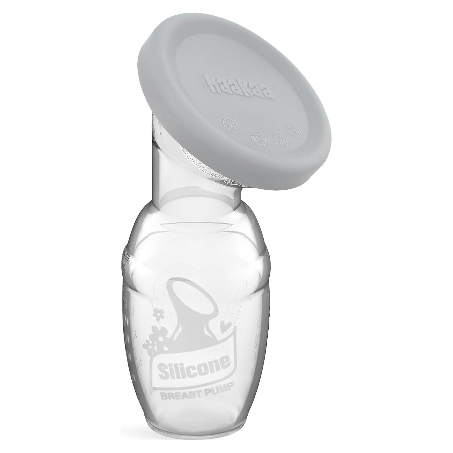 Bomba de Pecho Manual Haakaa con Tapa de Silicona 4oz Gris