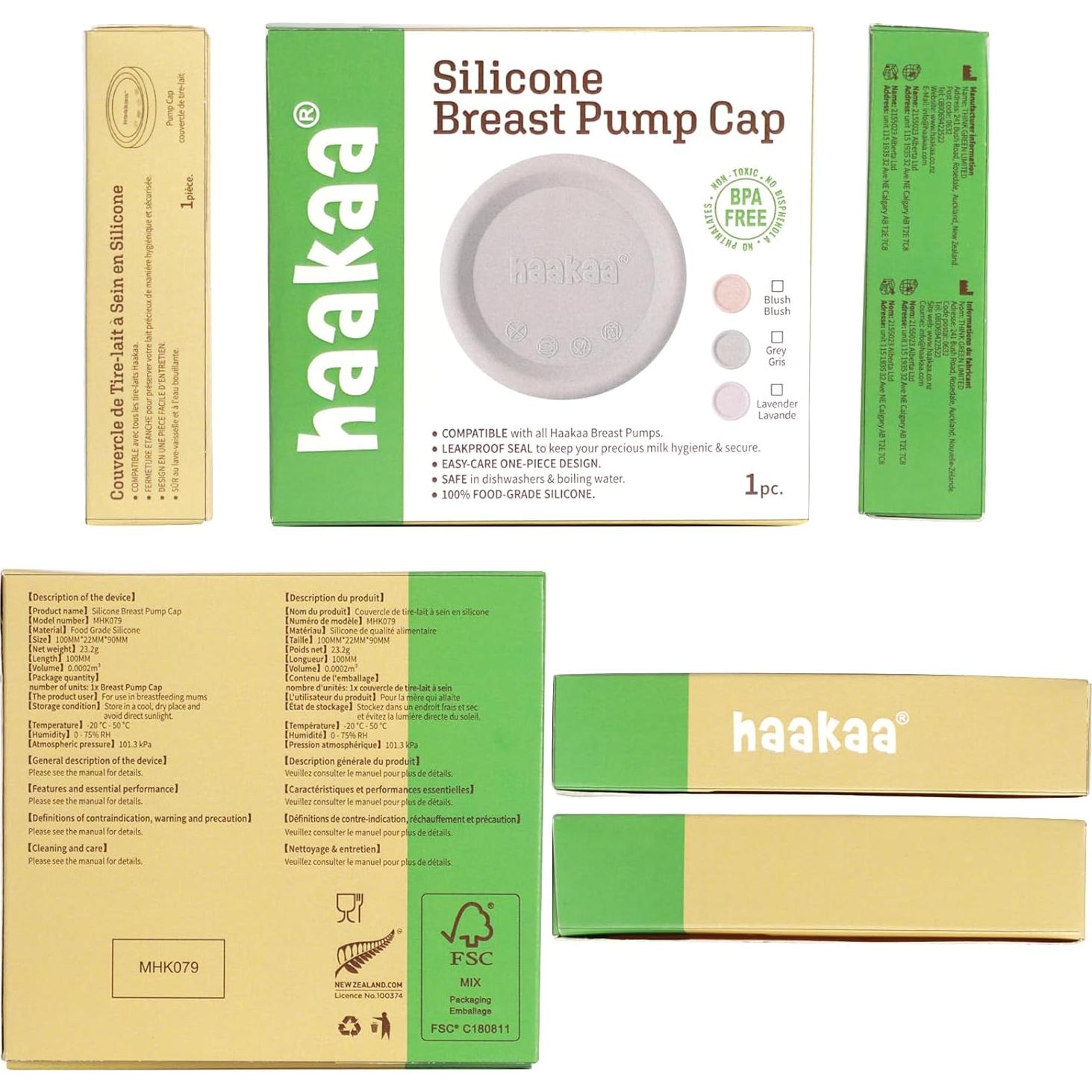 Tapa de Silicona Haakaa para Bomba de Pecho Manual - Gris