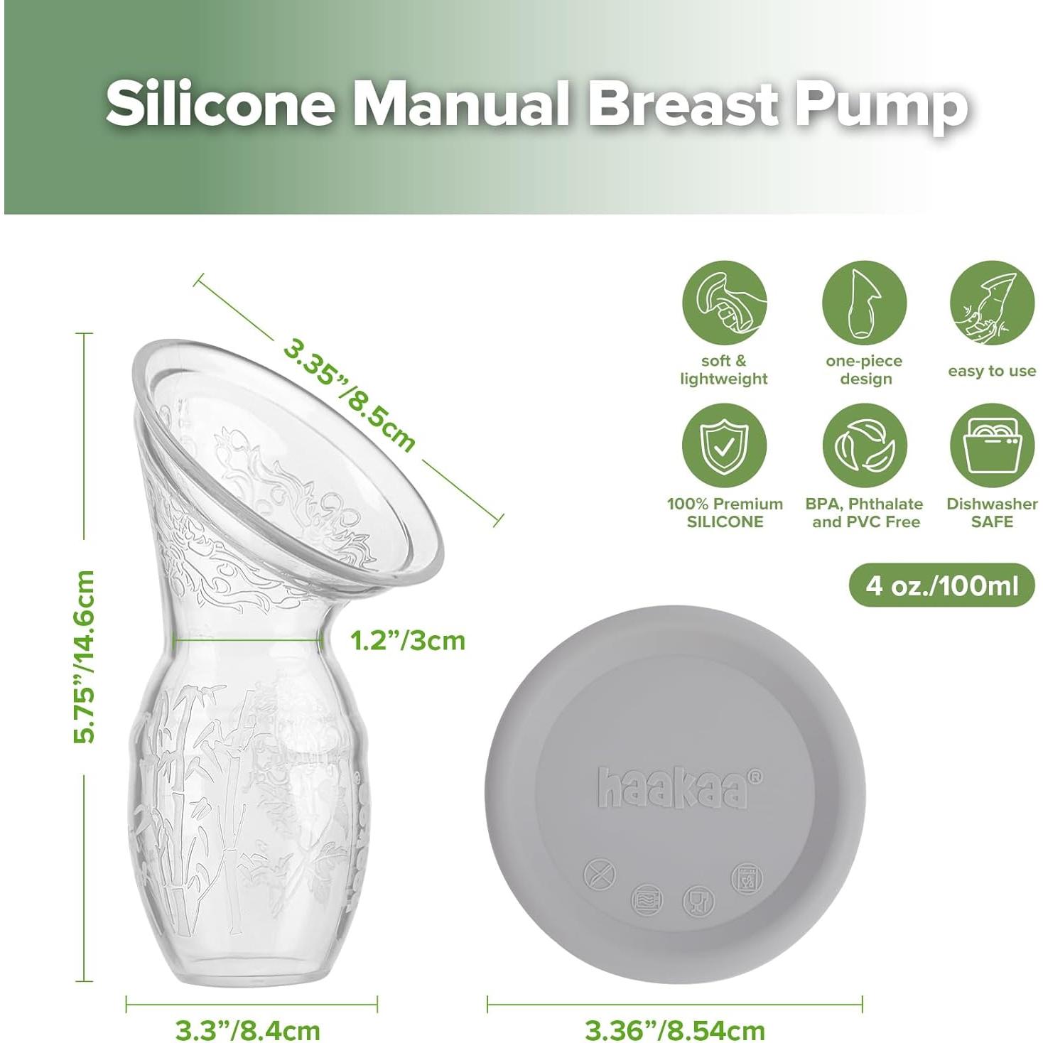 Bomba de Pecho Manual Haakaa 100 ml Silicona con Tapa