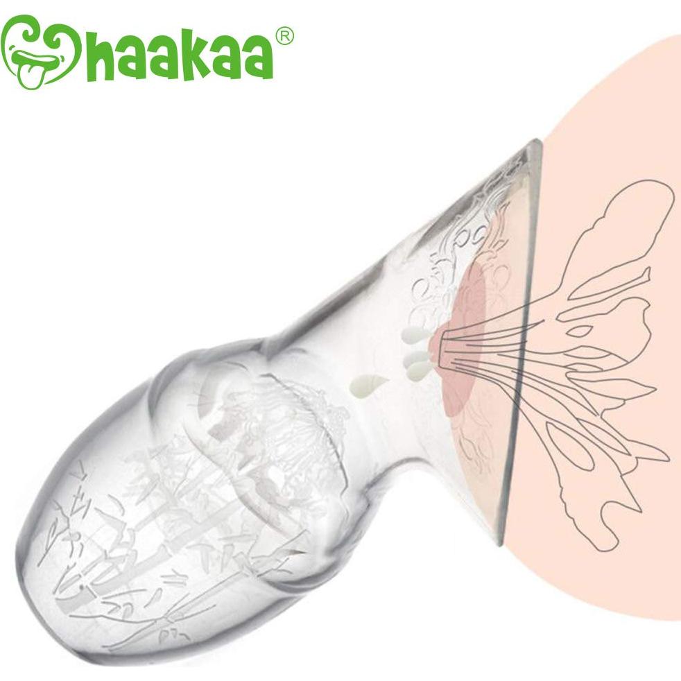 Bomba de Pecho Silicona Haakaa 100ml con Tapón Flor Grado Alimenticio