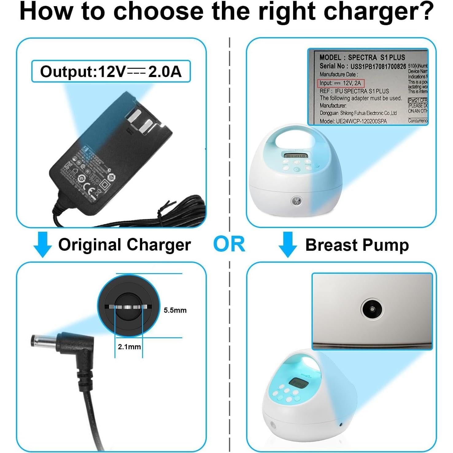 Cargador para bomba Spectra IBERLS S1 S2 Plus 3.05m LED Negro
