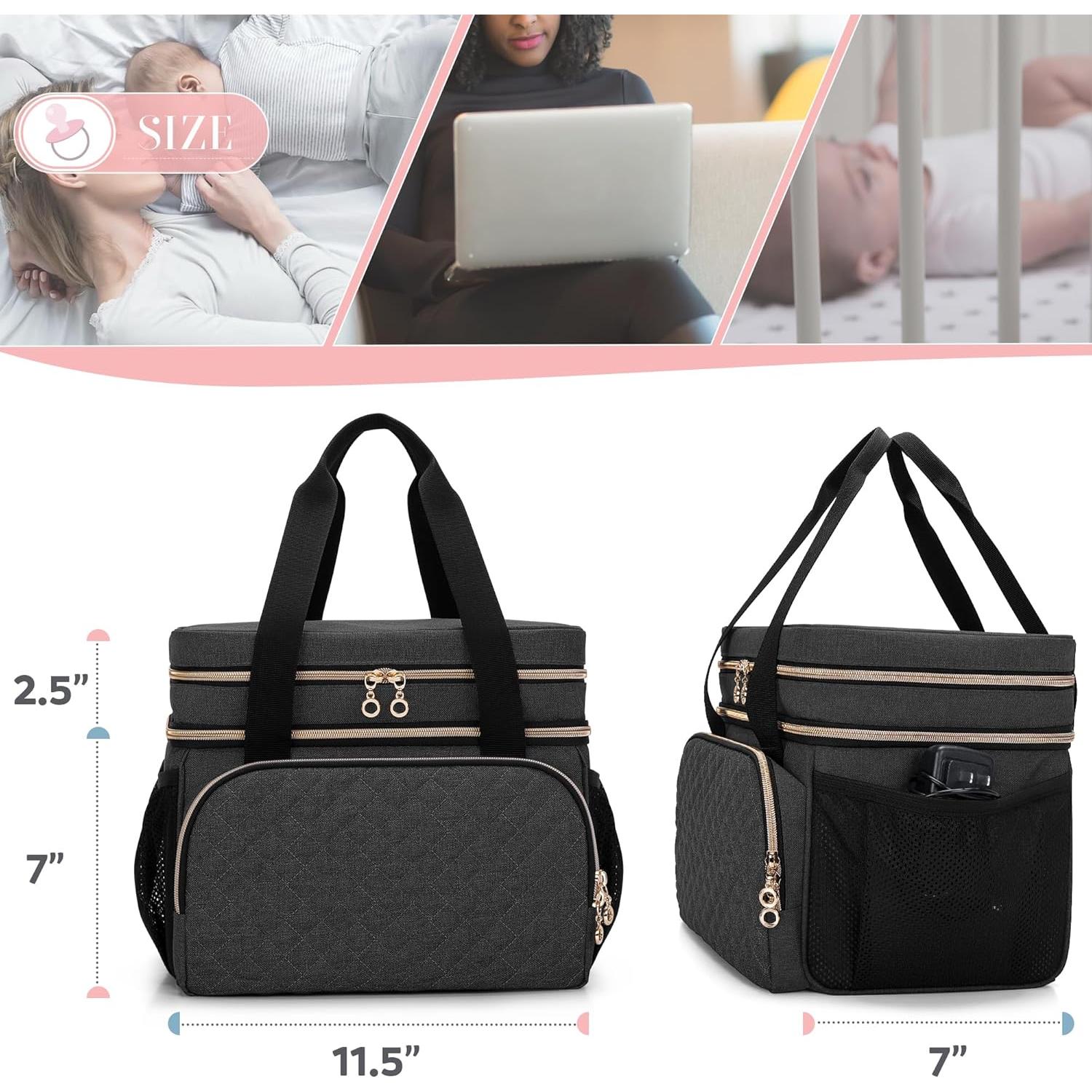 Bolsa Doble Capa Luxja para Extractor de Leche Negra 29x18x24cm