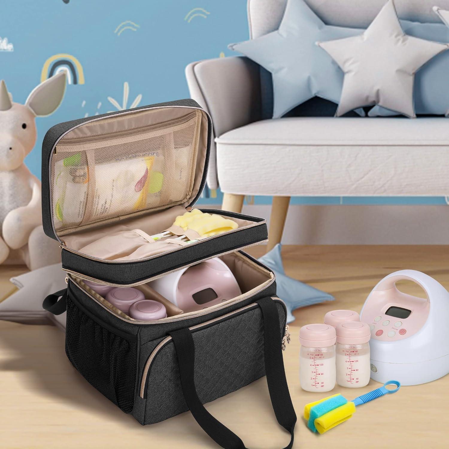 Bolsa Doble Capa Luxja para Extractor de Leche Negra 29x18x24cm