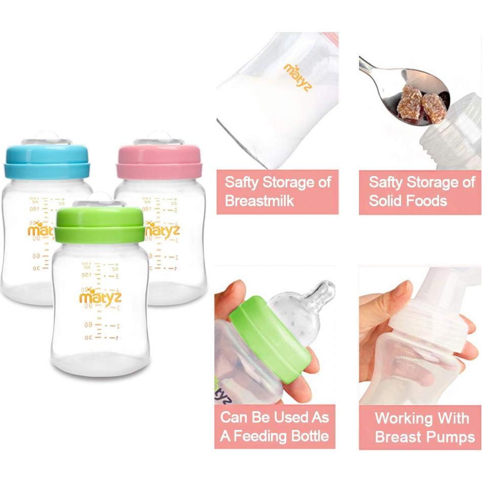 Matyz 4 Botellas Almacenamiento Leche Materna 170g Boca Ancha