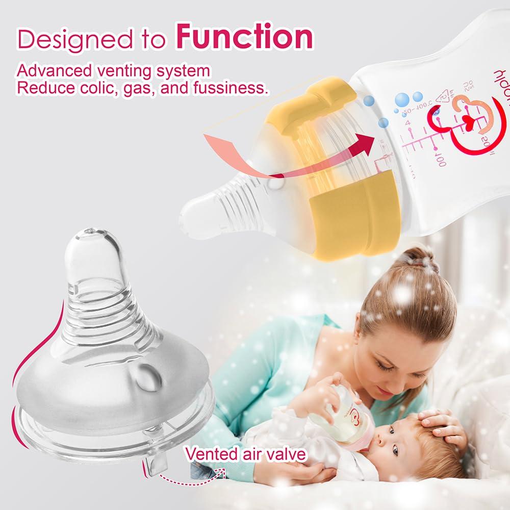 Botellas Nenesupply 4.7oz (140ml) Anti Cólico para Bebés