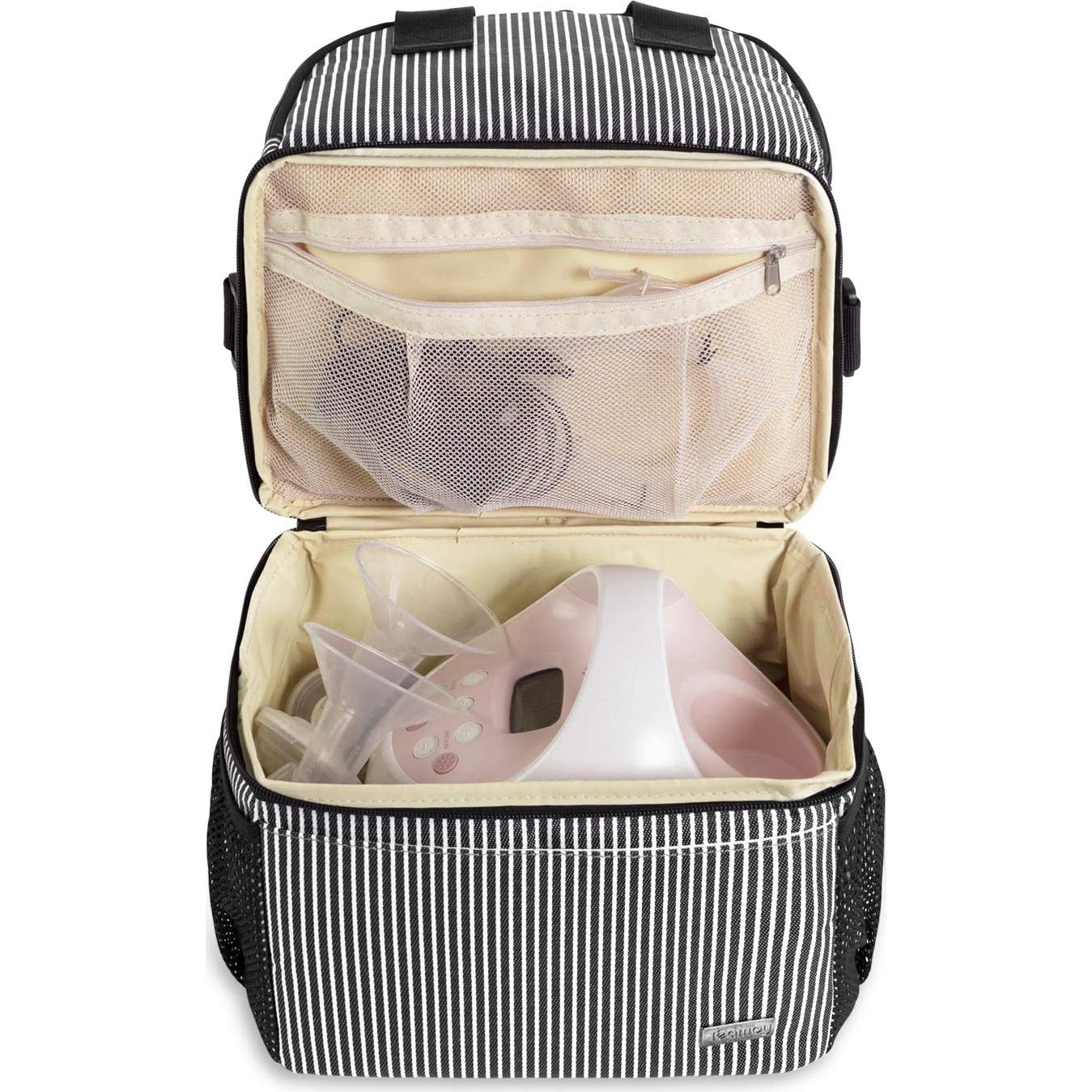 Bolsa de Bomba de Pecho Teamoy Doble Capa Rayas Blancas y Negras