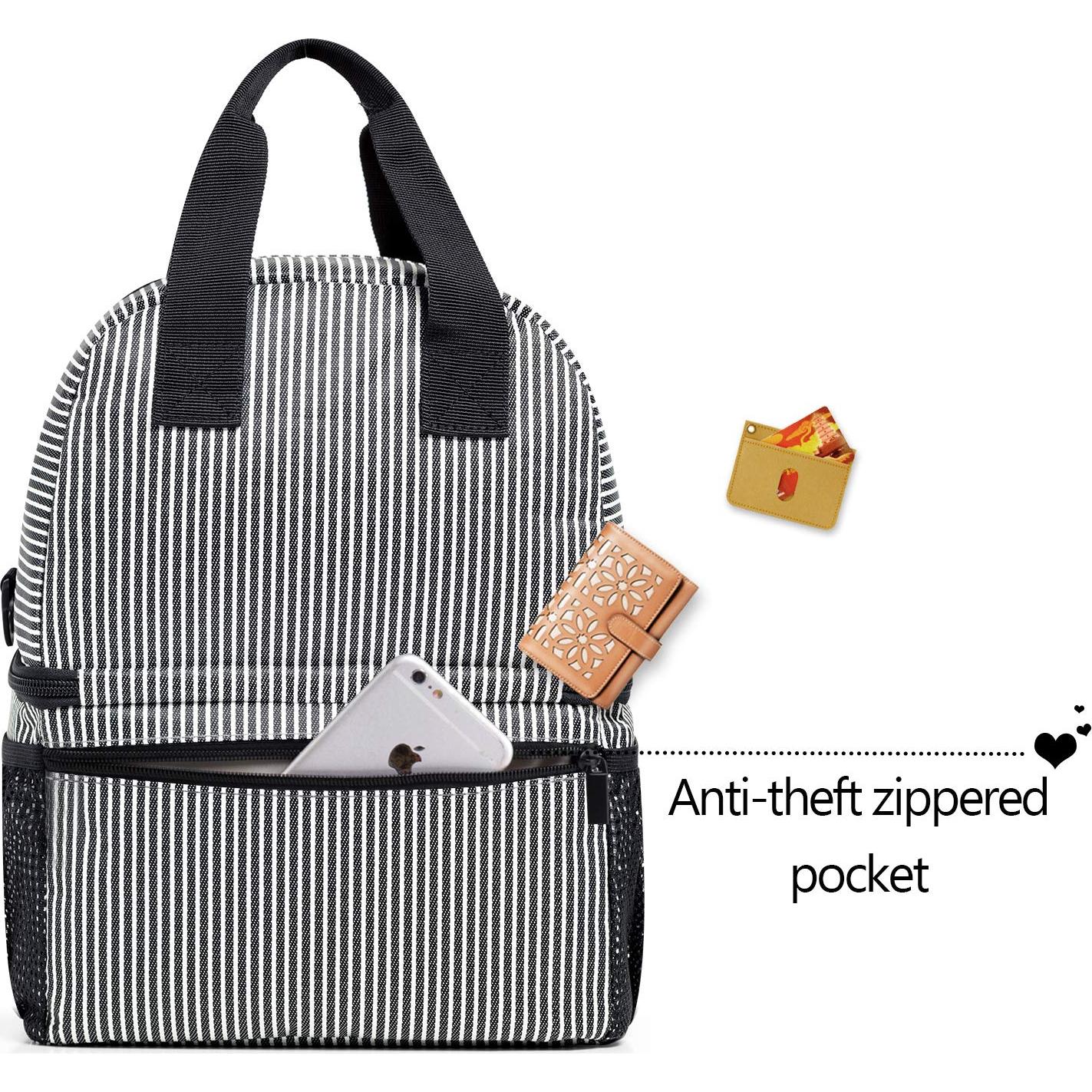 Bolsa de Bomba de Pecho Teamoy Doble Capa Rayas Blancas y Negras