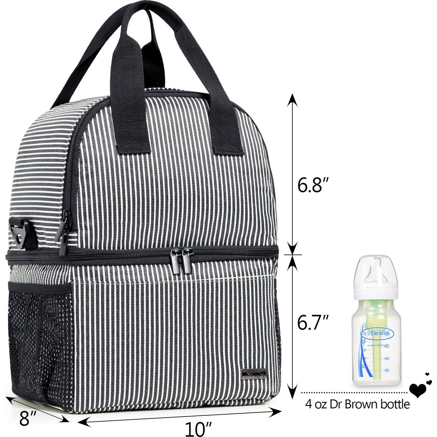 Bolsa de Bomba de Pecho Teamoy Doble Capa Rayas Blancas y Negras