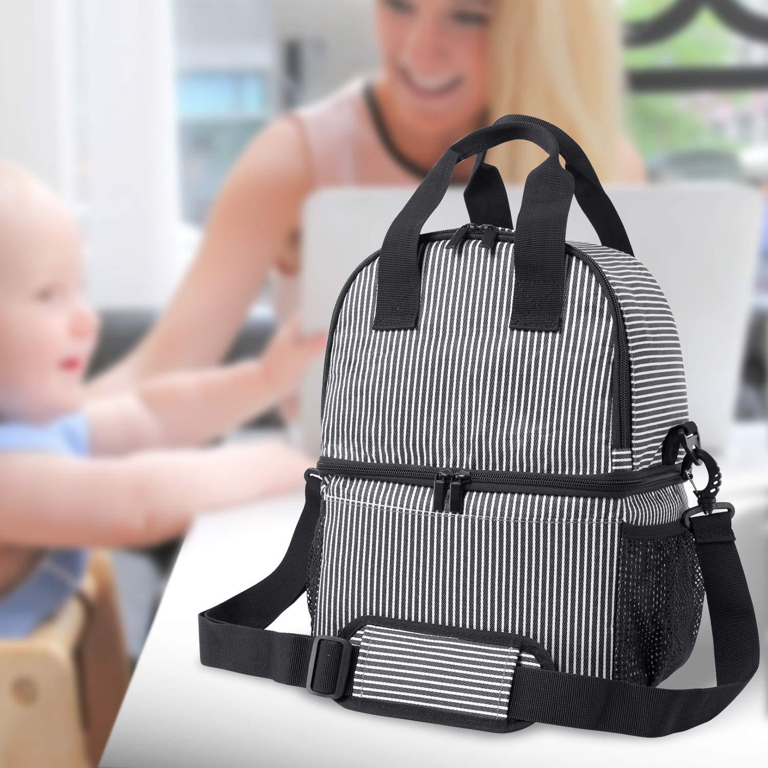 Bolsa de Bomba de Pecho Teamoy Doble Capa Rayas Blancas y Negras