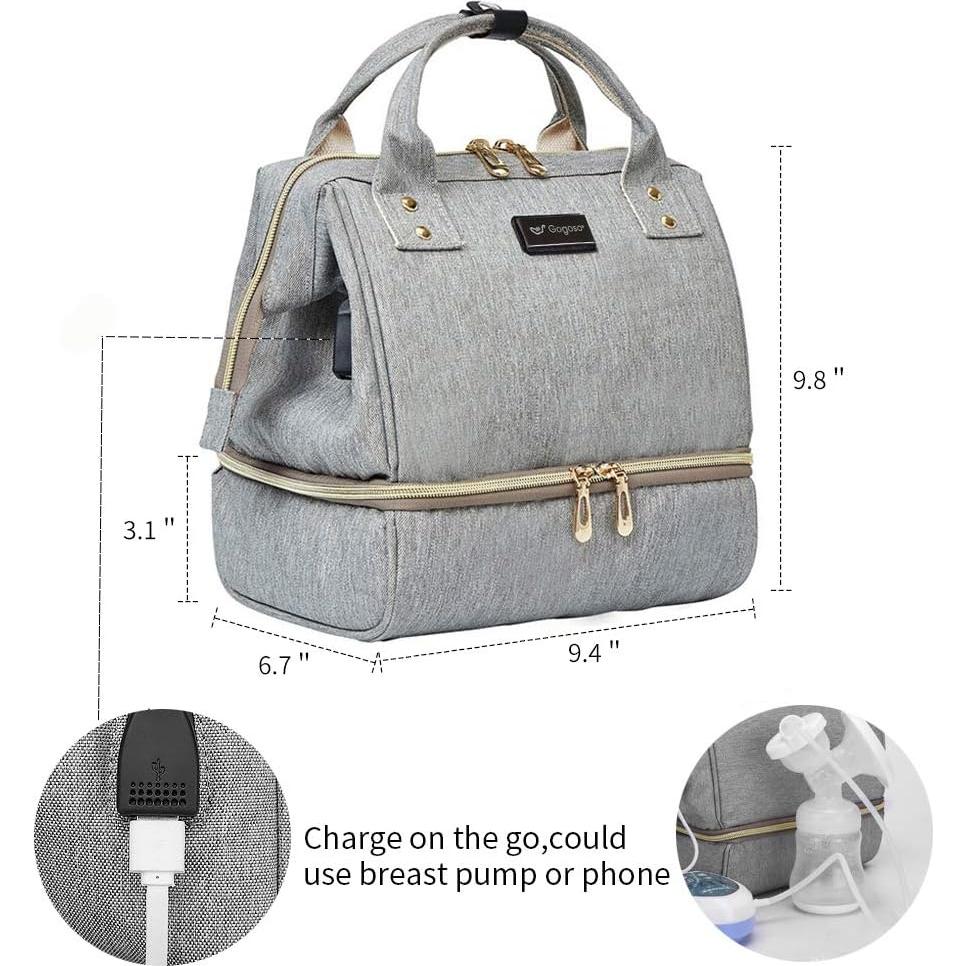 Bolsa para extractor de leche Gogoso gris, 25x24x17 cm