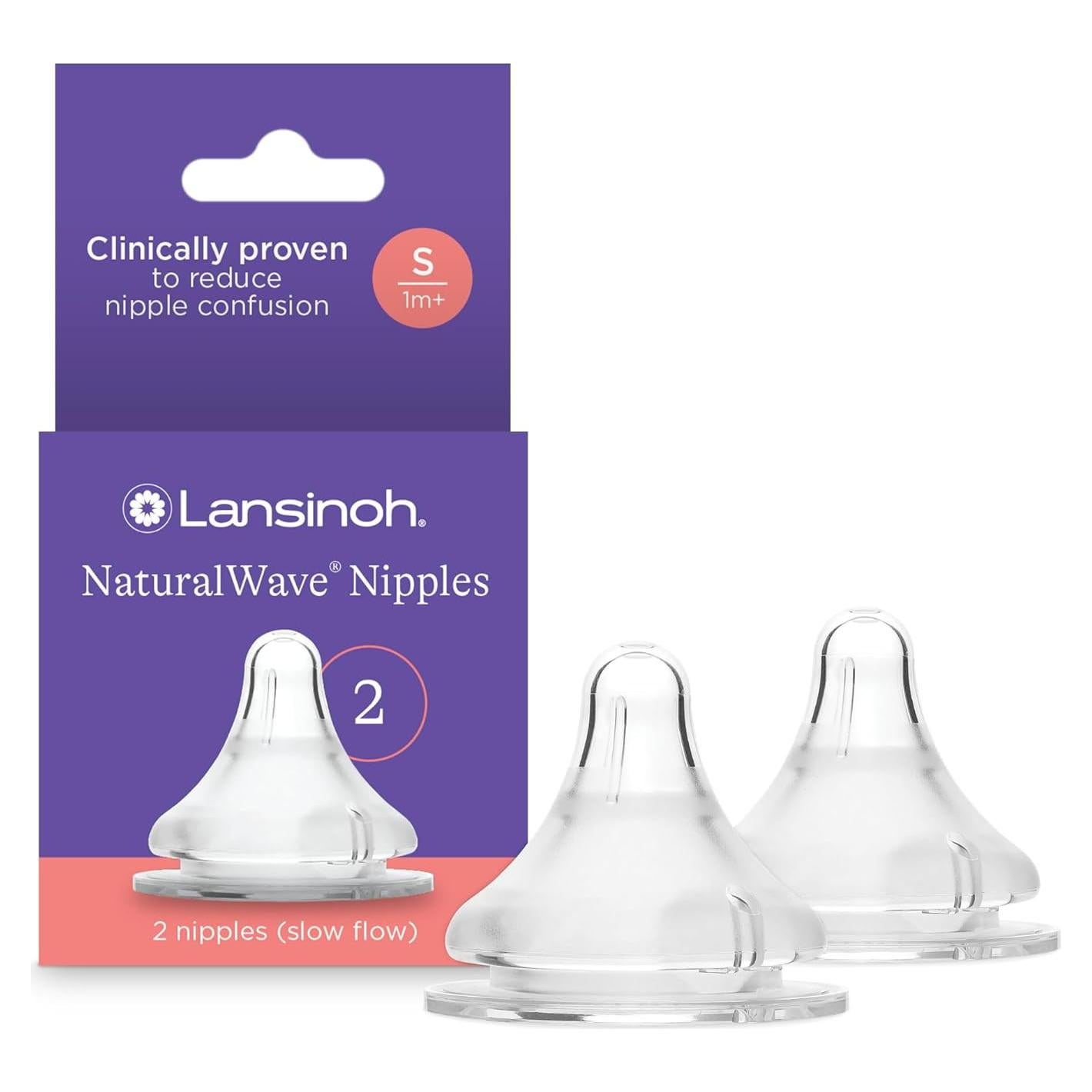 Chupetes Lansinoh NaturalWave - Silicona Suave, Flujo Lento, 2 Unidades