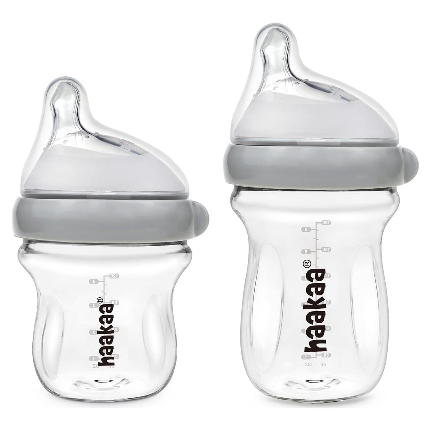 Set de Botellas de Vidrio haakaa Gen.3 118ml y 177ml Anti-Cólico