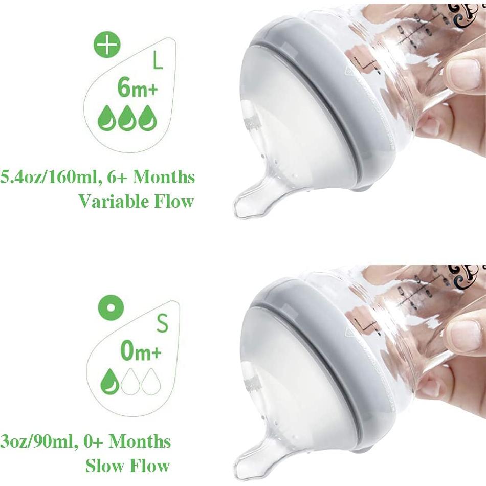 Set de Botellas de Vidrio haakaa Gen.3 118ml y 177ml Anti-Cólico