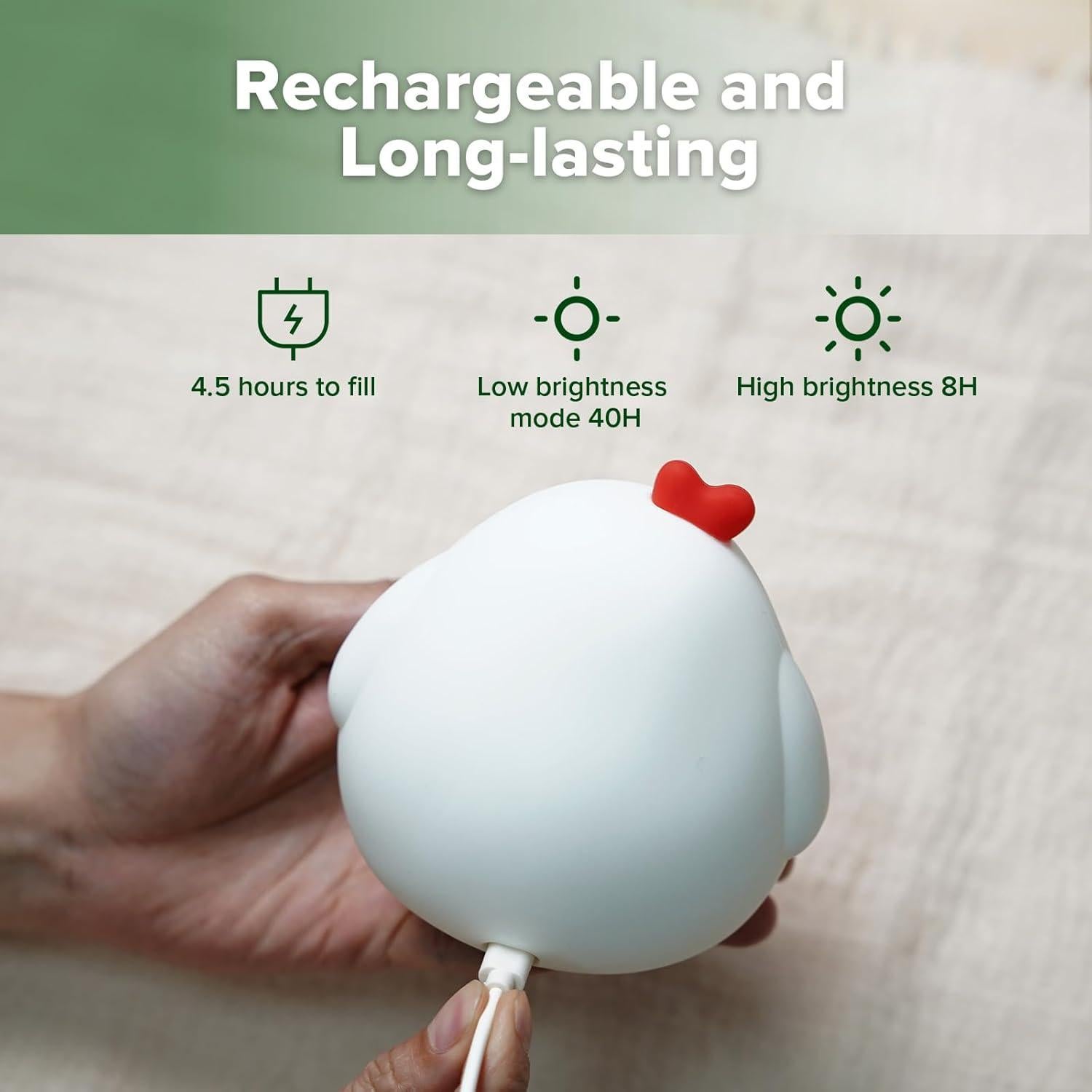 Luz Nocturna para Bebés Haakaa Pollo Silicona Recargable USB