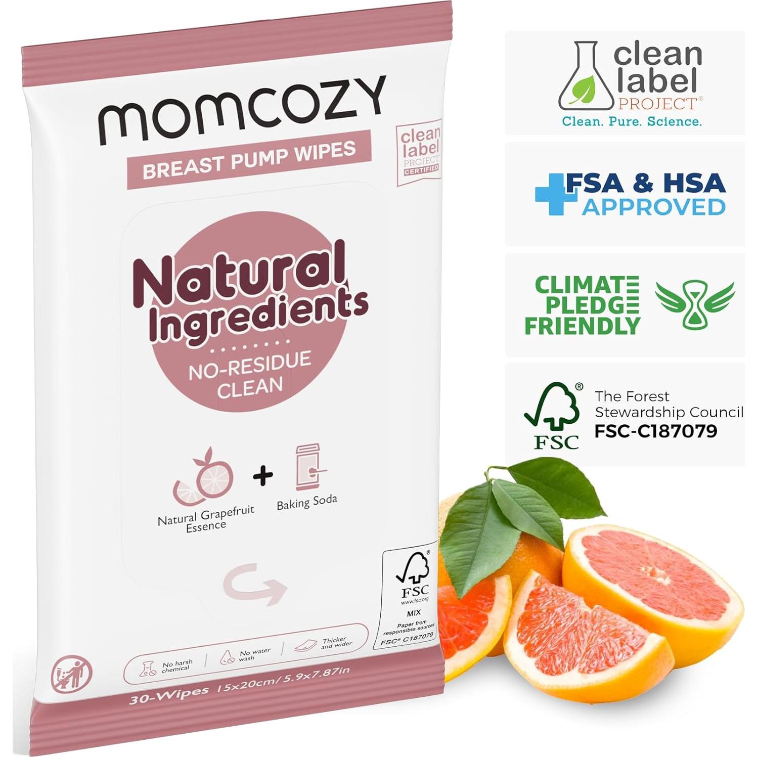 Toallitas Naturales para Extractores de Leche Momcozy - 30 Unidades