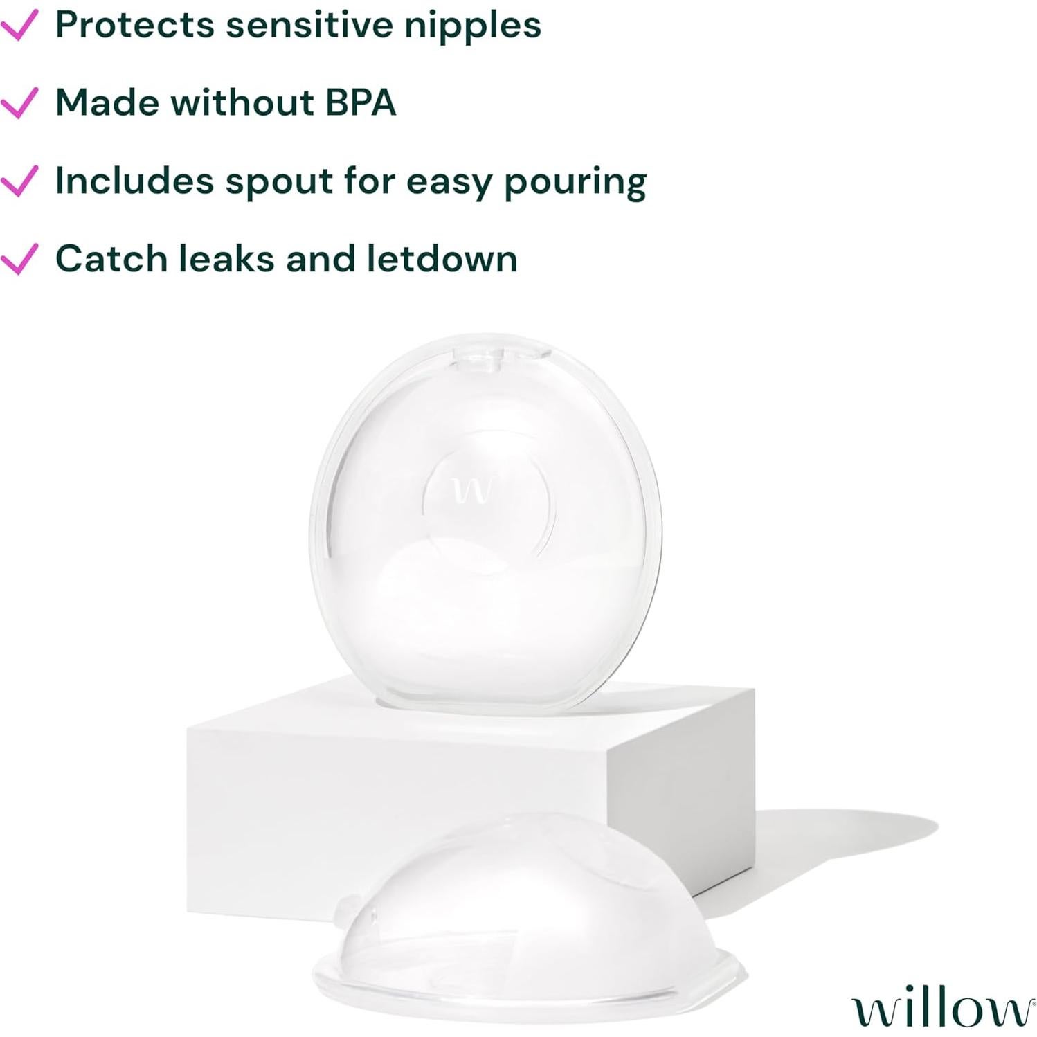 Tazas de Leche Catch-All Willow, Paquete de 2, Silicona BPA Free