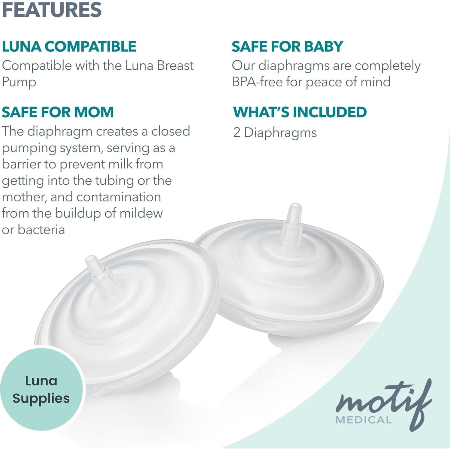 Diafragmas de Silicona Motif Medical para Extractor Luna - Juego de 2