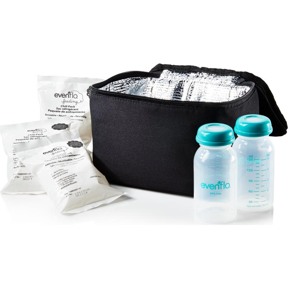 Bolsa Enfriadora Evenflo para Almacenamiento de Leche - Incluye Botellas y Accesorios