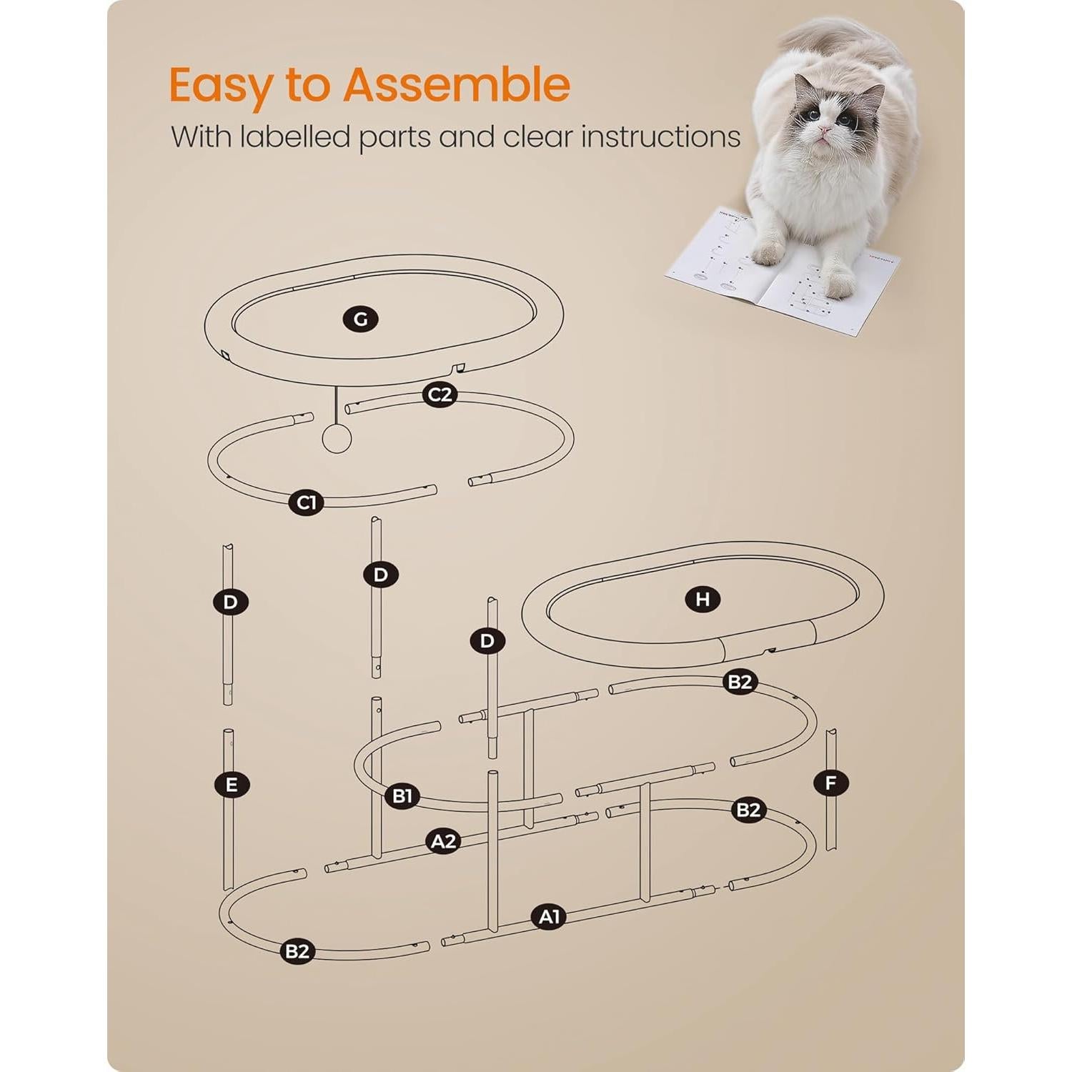 Cama Hamaca Elevada para Gatos Feandrea 2 Niveles Gris 83x42x53cm