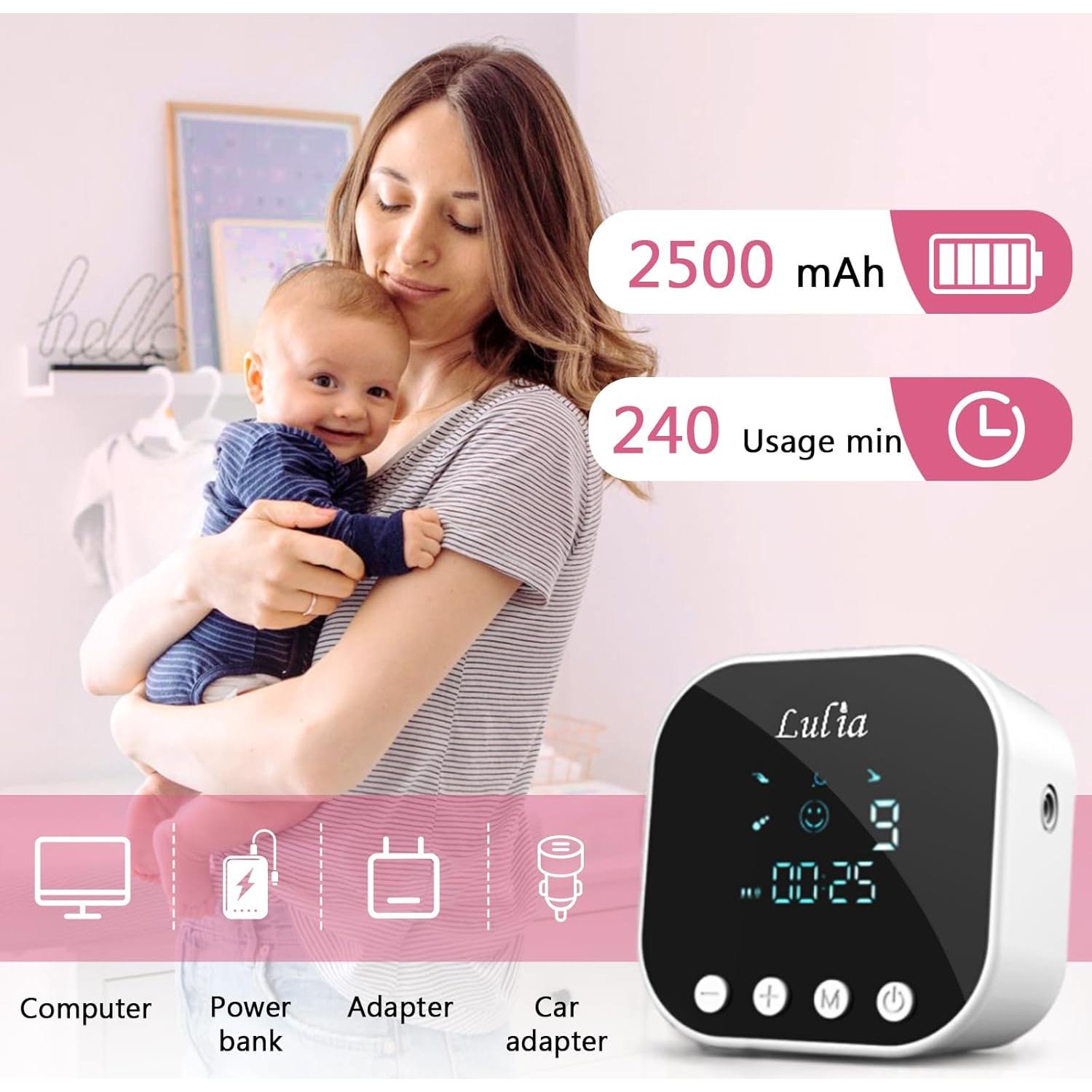 Bomba de Pecho Eléctrica Doble Lulia, 4 Modos, 9 Niveles, 2500mAh