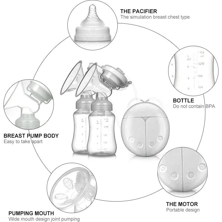 Extractor de Leche Doble Eléctrico Elfzone 2 Modos 9 Niveles Blanco