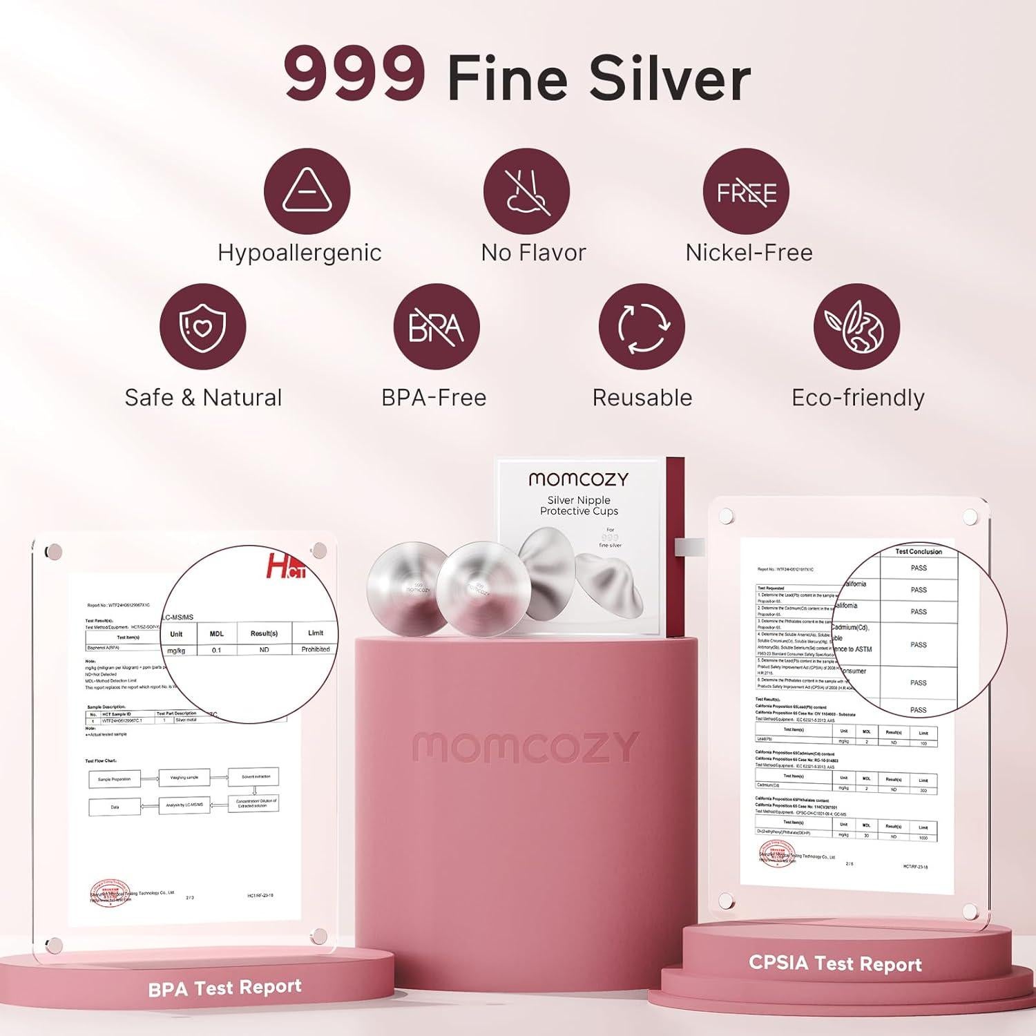 Tazas de Lactancia de Plata 999 Momcozy, Diseño Sin Agujeros