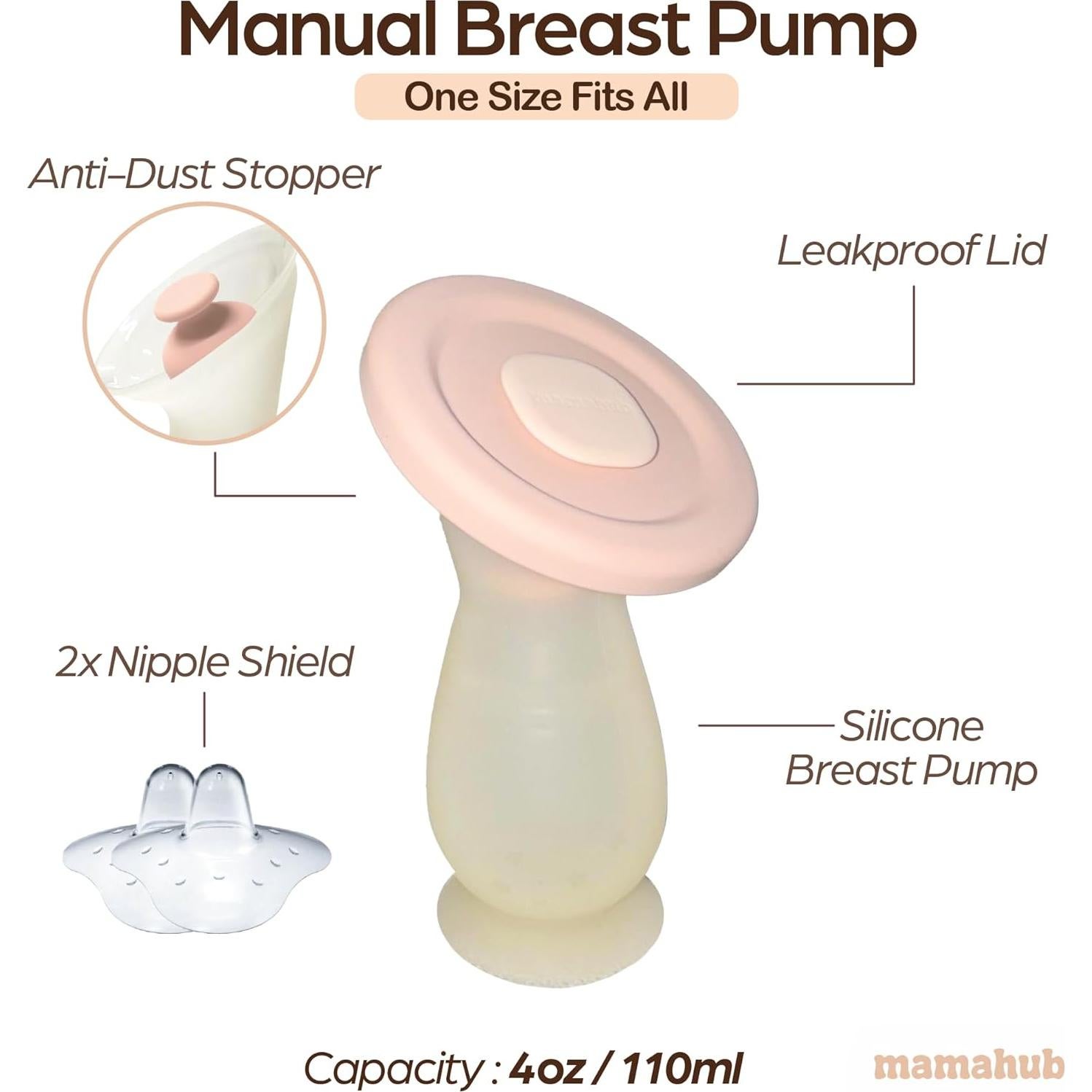 Extractor de Leche Materna Manual Mamahub 110ml Silicona