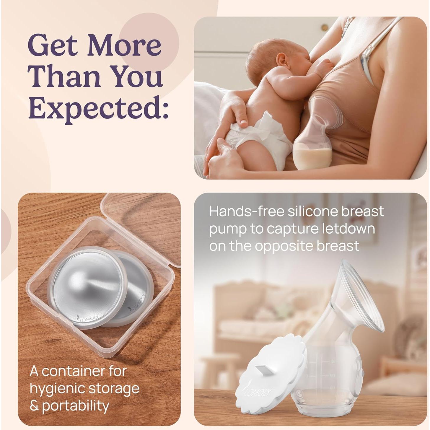 Copas de Lactancia de Plata 999 con Extractor Manos Libres L