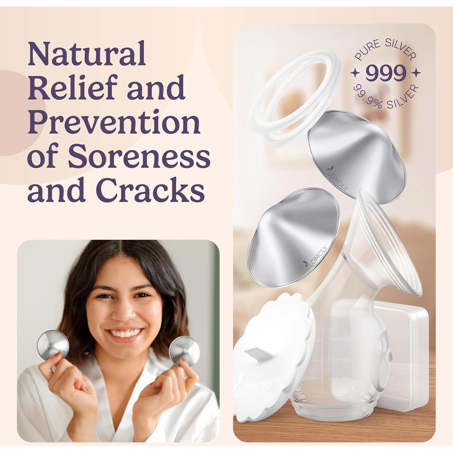 Copas de Lactancia de Plata 999 con Extractor Manos Libres L