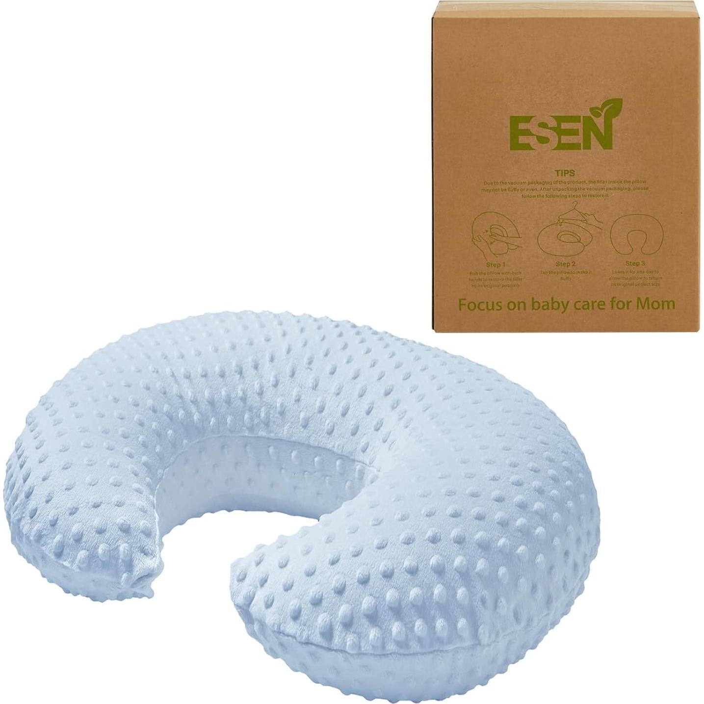 Almohada de Lactancia ESEN Azul Semicircular con Funda Desmontable