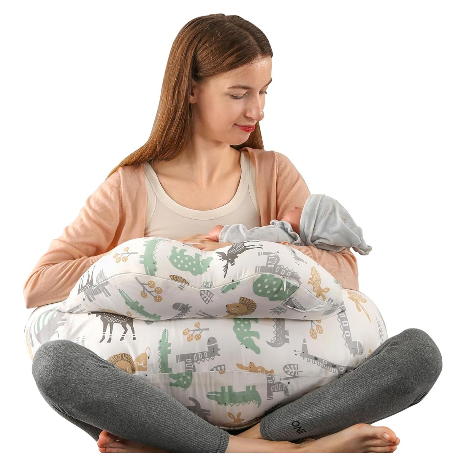 Almohada de Lactancia BATTOP Grande Ajustable 100% Algodón