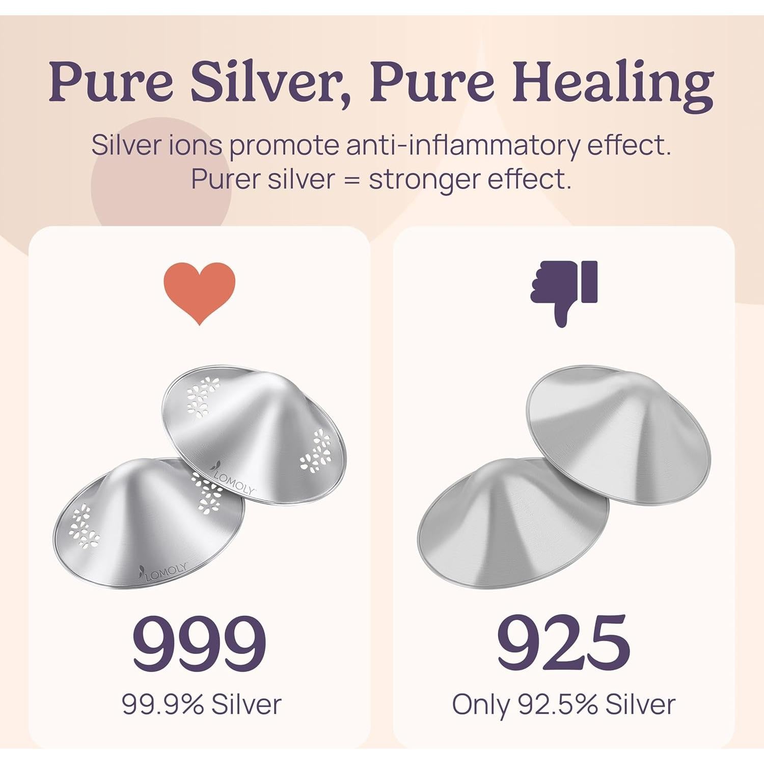 Copas de Lactancia de Plata 999 con Extractor Manos Libres