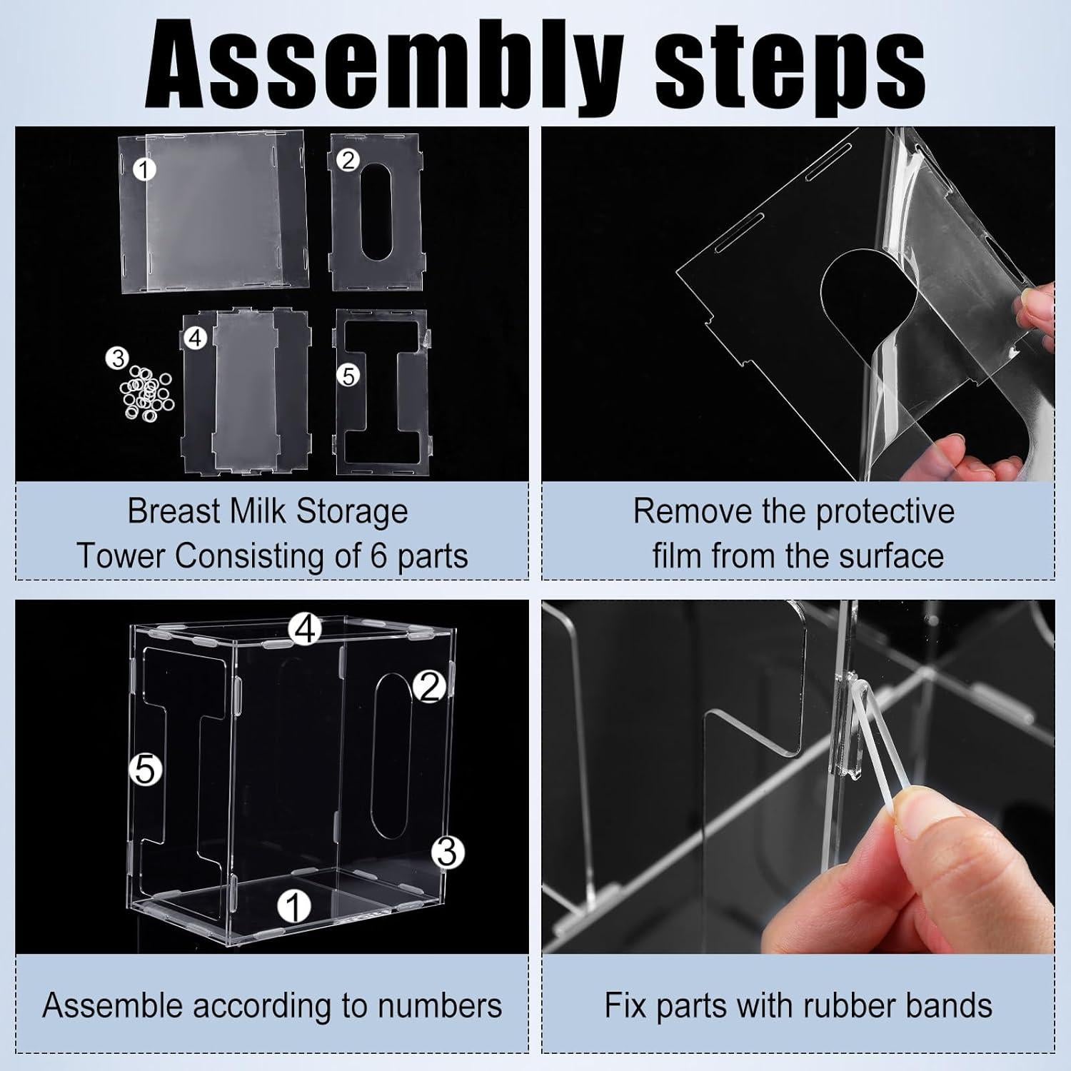 Organizador de Leche Materna Domensi 4 Pcs Acrílico 21x21 cm