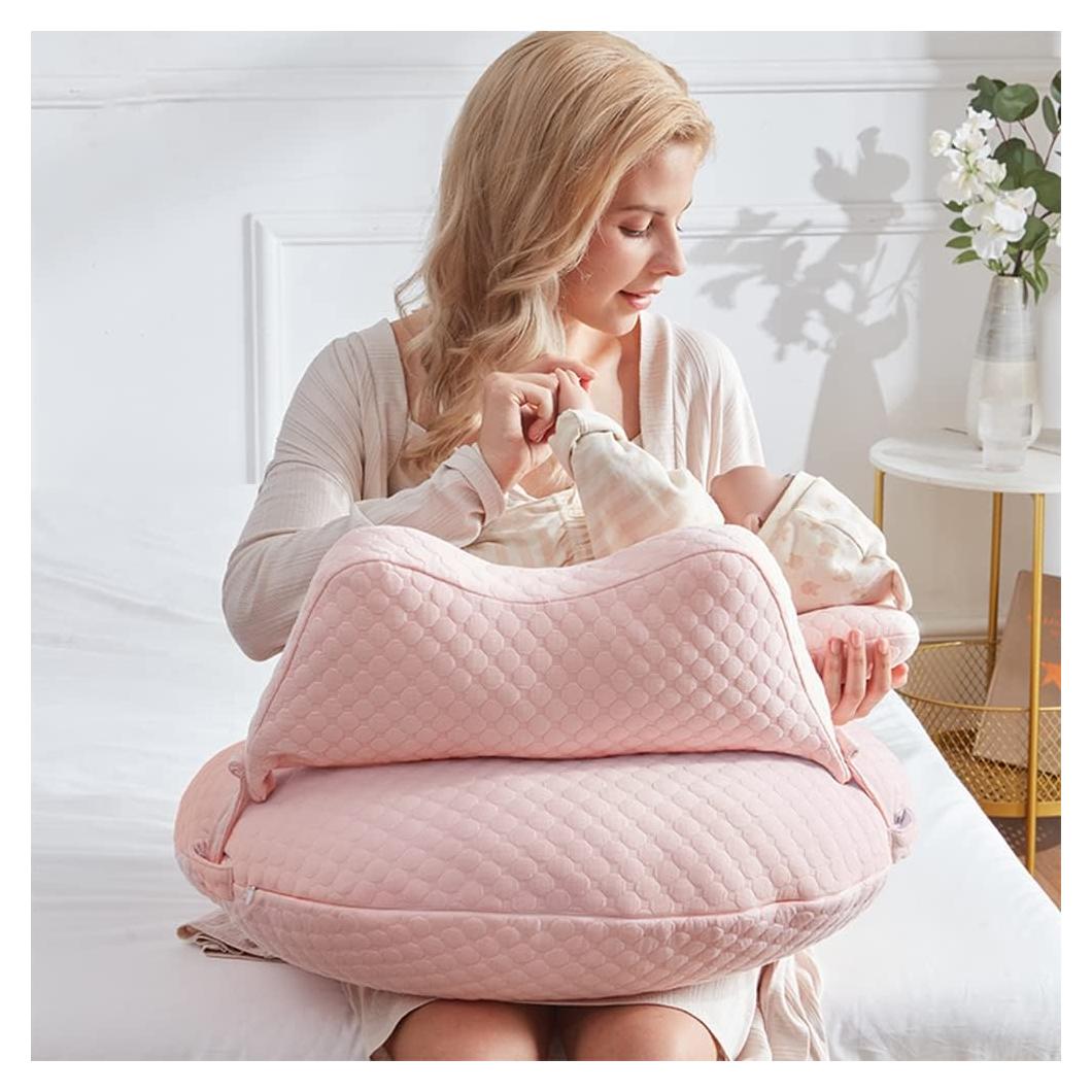 Almohada de Lactancia WYXunPlanet Rosa Ajustable 58.4x40.6cm