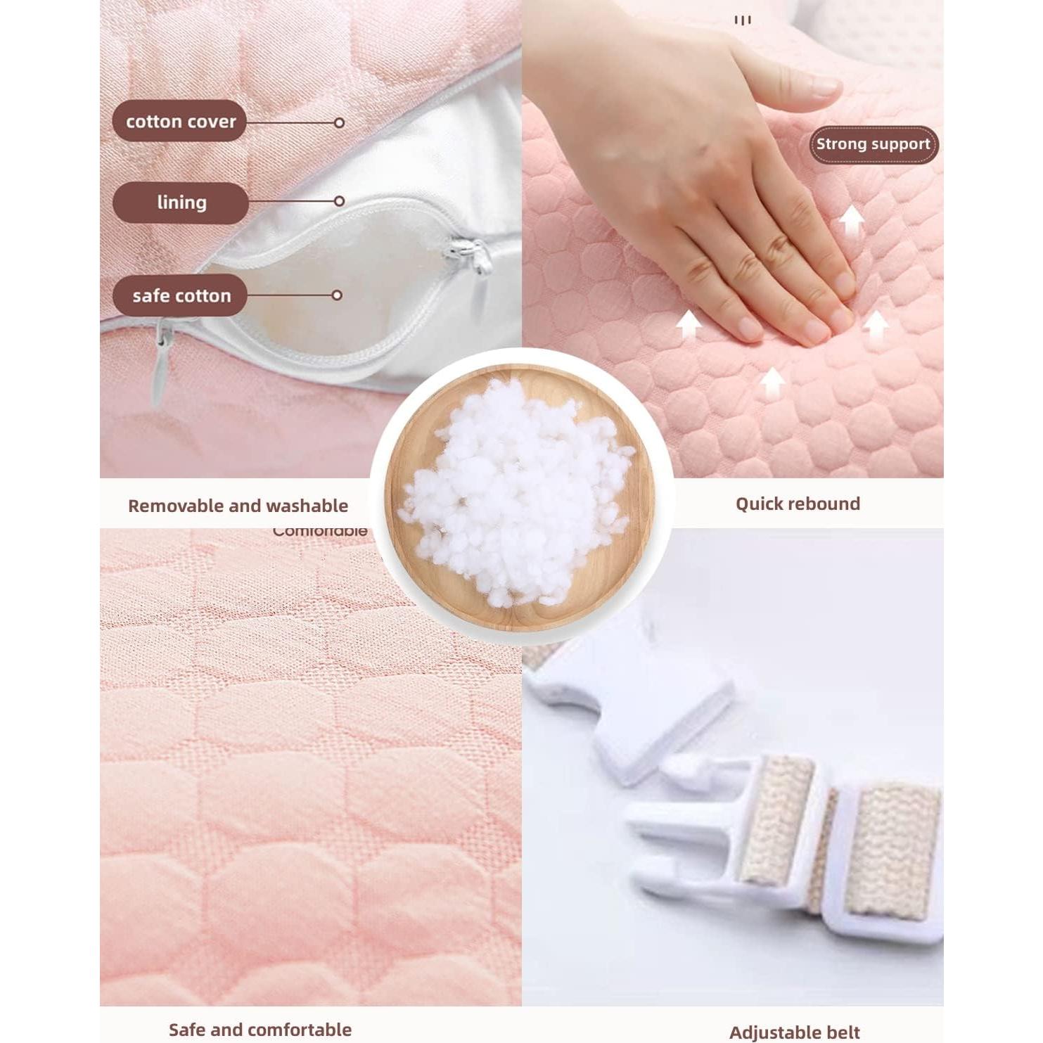 Almohada de Lactancia WYXunPlanet Rosa Ajustable 58.4x40.6cm