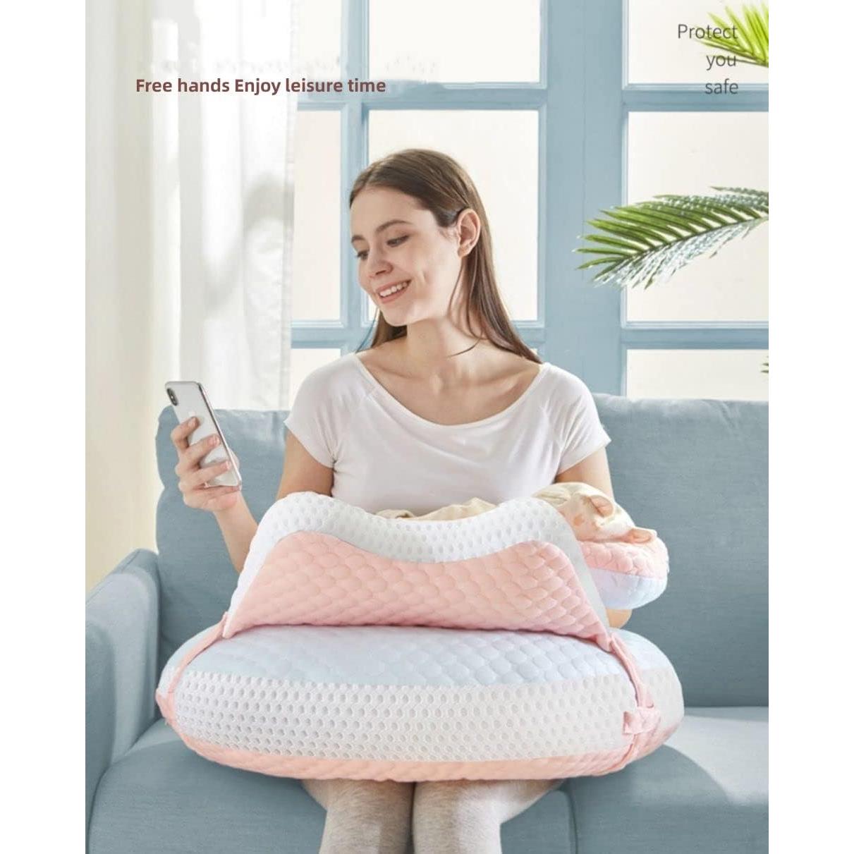 Almohada de Lactancia WYXunPlanet Rosa Ajustable 58.4x40.6cm