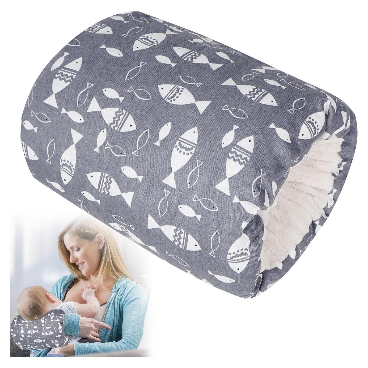 Almohada de Lactancia TEUOPIOE 100% Algodón Pez Gris