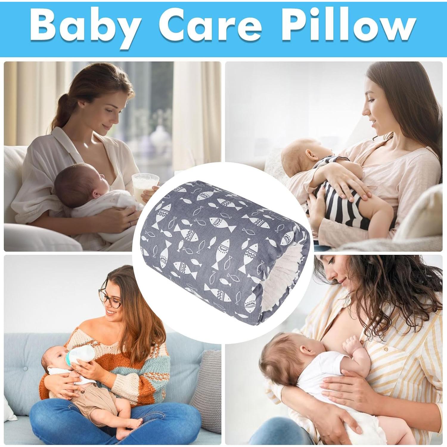 Almohada de Lactancia TEUOPIOE 100% Algodón Pez Gris