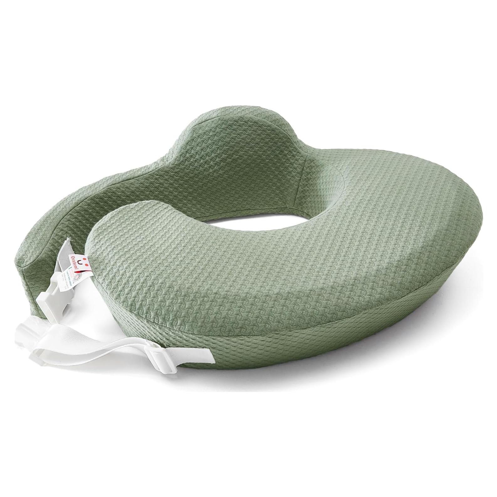 Almohada de Lactancia QSTEHEML Verde Ajustable con Funda Desmontable