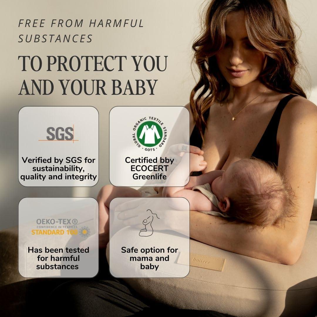 Almohada de Lactancia Natural Butterr - Algodón Orgánico, Soporte Ergonómico