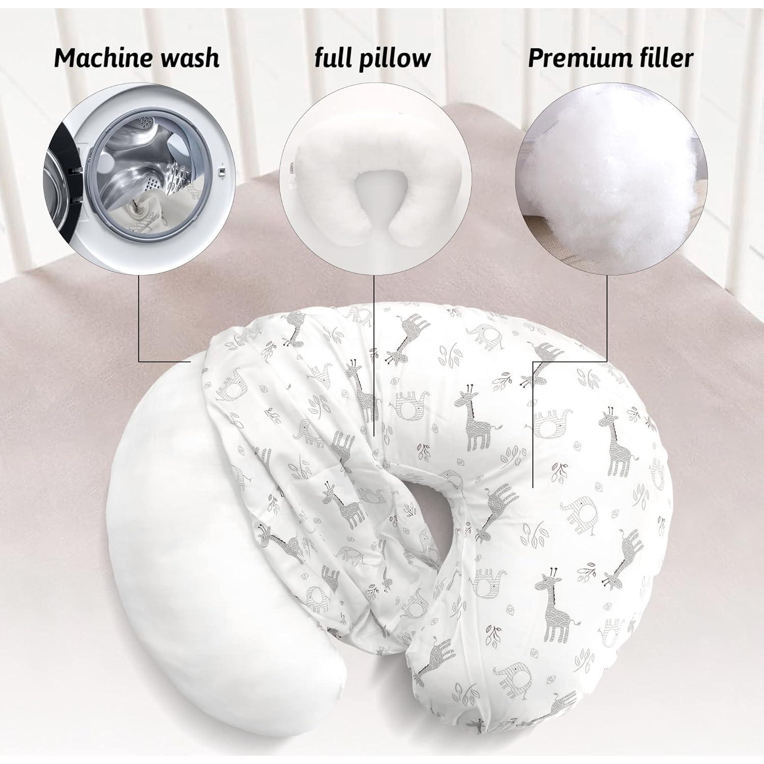 Almohada de Lactancia LAT Jirafa y Elefante 100% Algodón